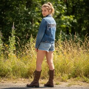 JUSTIN Bieber purpose tour jeans jacket and distressed shorts